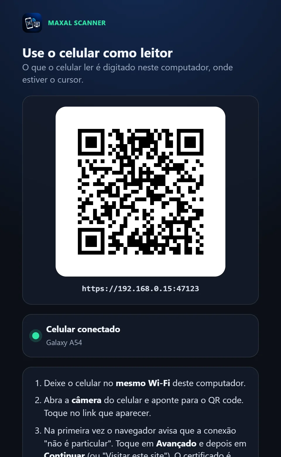 Conecta lendo um QR code